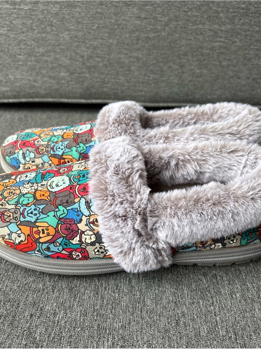 BOBS from Skechers Women's Plush Faux Fur Slippers in Light Gray
